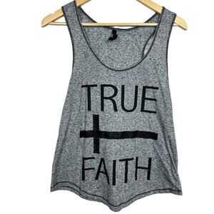 HYBRID APPAREL TRUE FAITH Large Women's Racerback GRAY Tank Top Christian